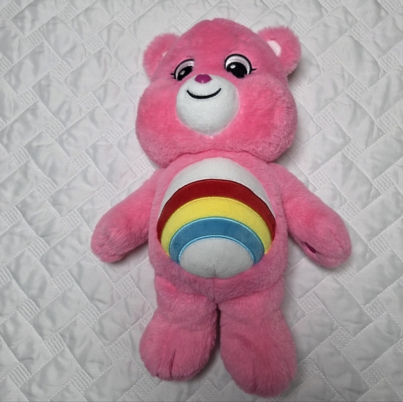 Care Bears Cheer Bear Plush Stuffed Animal Pink Rainbow 2021 Clean 14" - Picture 1 of 8
